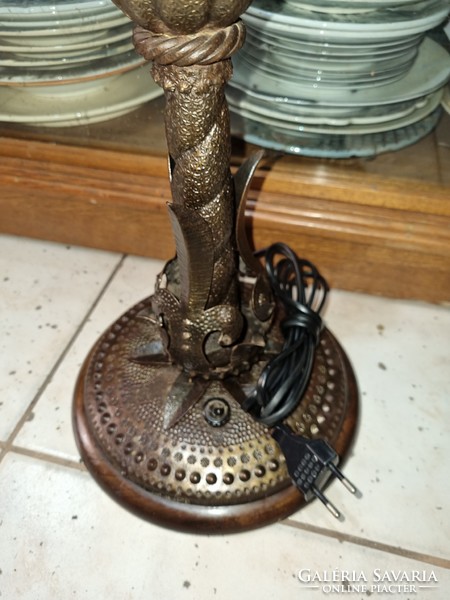 Old renovated wrought iron table lamp