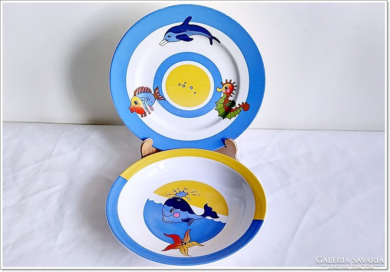 Rare pattern, zsolnay children's plate set