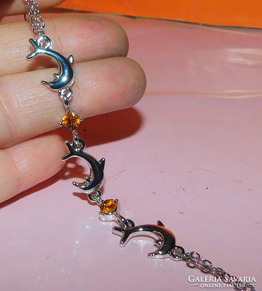 Dolphin like. Gold shiny crystal stone bracelet- up to ankle chain