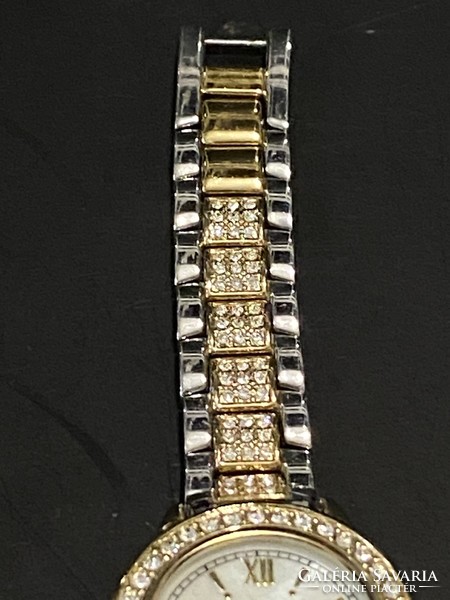 Anne klein pearl watch with crystal stones.