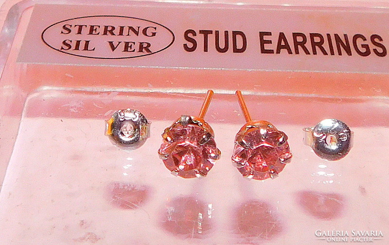 Sparkling pink shiny crystal stone earrings