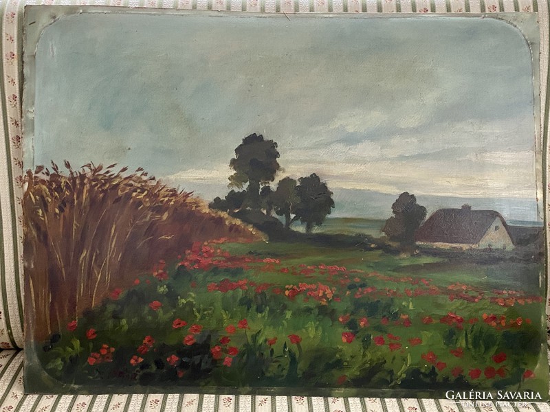 Old landscape oil painting