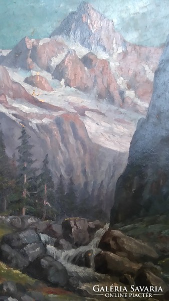 Alpine landscape oil / cardboard 33x38 cm 1890k German-Wilhelm Klein (1821-1897) attributable!