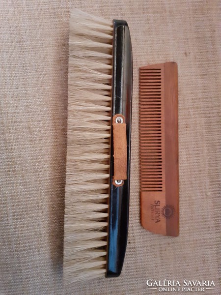 They are for sale together with the small wooden comb holder with a small leather comb holder on the side of the clothes brush in good condition