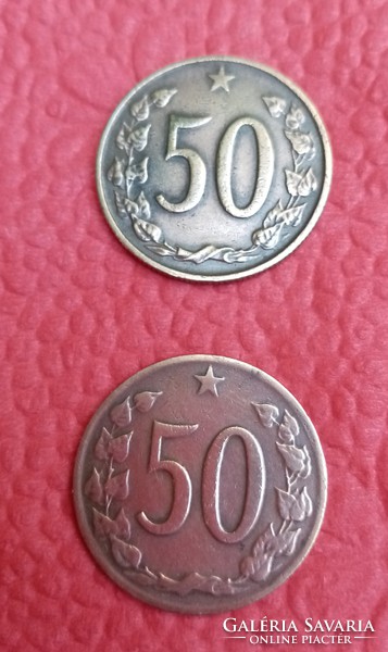 2 pcs Czechoslovakian 50 hallers 1964, 1971