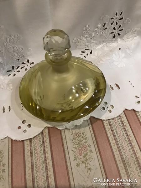 Art-deco yellow perfume bottle with nice polished stopper