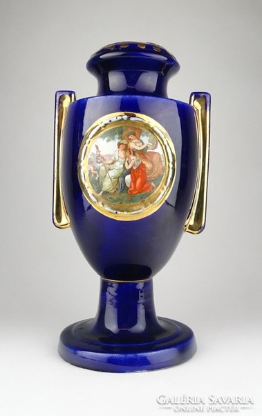 0U738 Régi kobaltkék Altwien porcelán urna váza