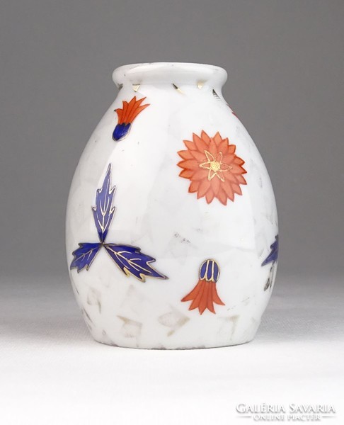 0U425 old floral zsolnay porcelain vase 9 cm