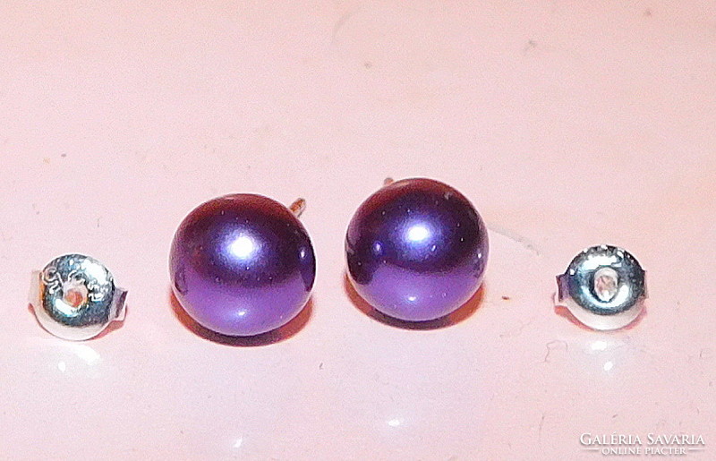 Velvet purple shell pearl pearl earrings