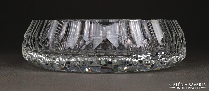 1H736 old thick-walled polished crystal ashtray 15 cm