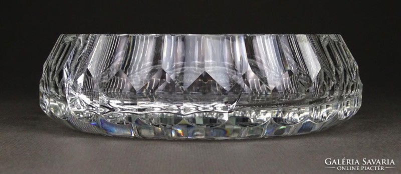1H736 old thick-walled polished crystal ashtray 15 cm