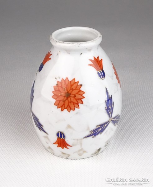 0U425 old floral zsolnay porcelain vase 9 cm