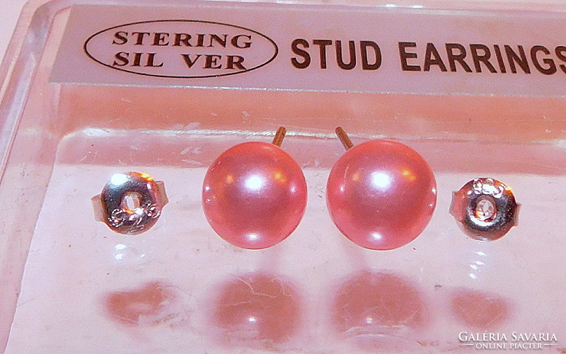 Pink shell pearl pearl earrings