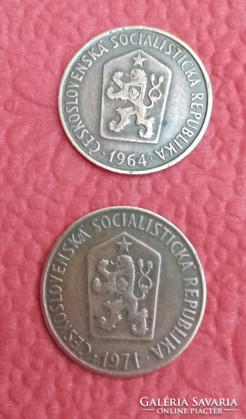 2 pcs Czechoslovakian 50 hallers 1964, 1971