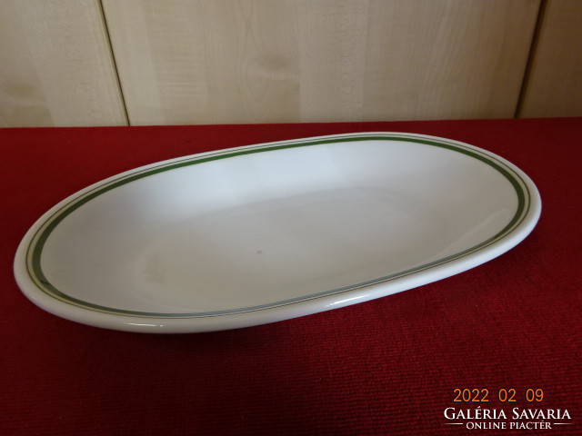 Lowland porcelain, green striped oval plate. He has! Jókai.