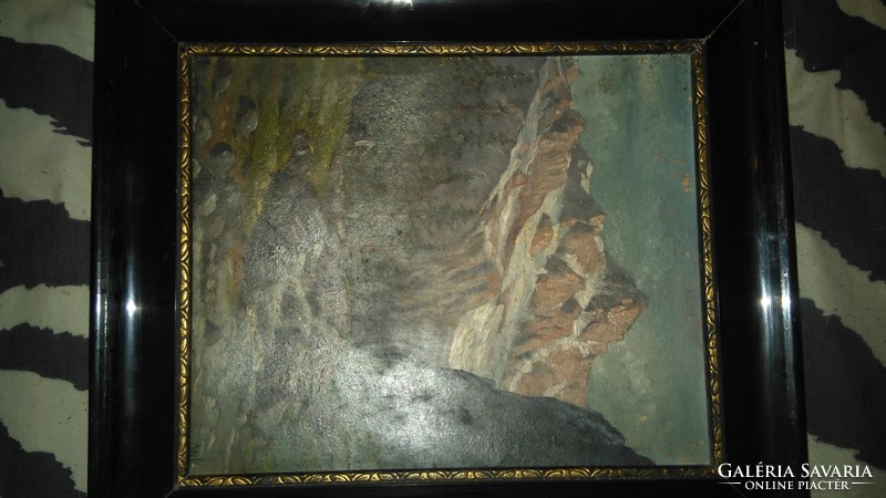 Alpine landscape oil / cardboard 33x38 cm 1890k German-Wilhelm Klein (1821-1897) attributable!