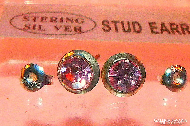 Pink shiny crystal stone earrings