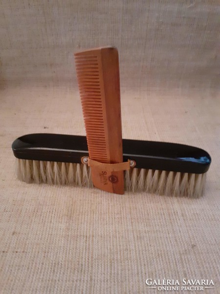 They are for sale together with the small wooden comb holder with a small leather comb holder on the side of the clothes brush in good condition