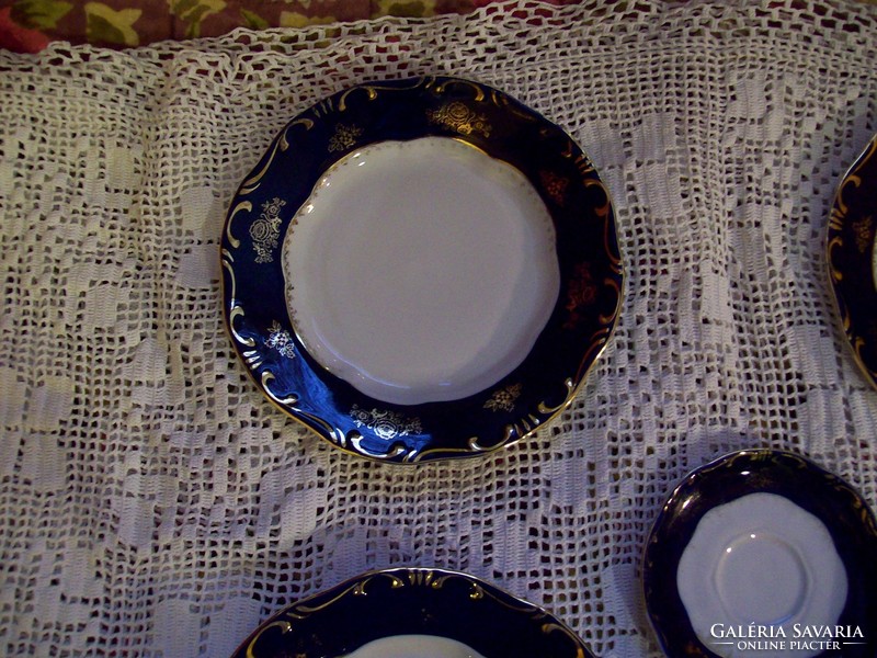 Zsolnay pompadour 1. Cake plate 3 pcs + tea saucer