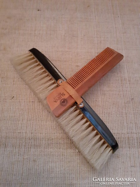 They are for sale together with the small wooden comb holder with a small leather comb holder on the side of the clothes brush in good condition