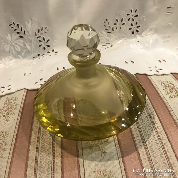 Art-deco yellow perfume bottle with nice polished stopper