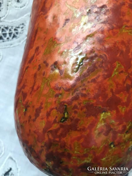 Narancs mázas retro Tófej kerámia váza