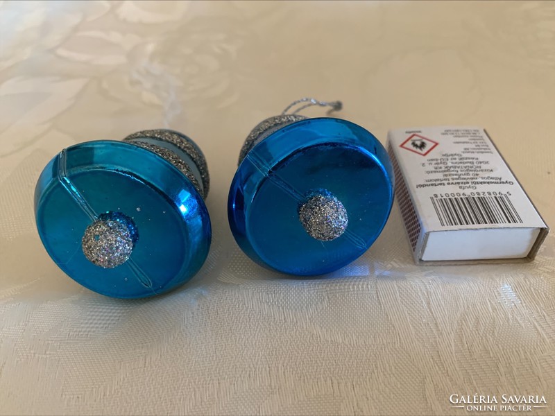 2 db. retro kék műanyag harang karácsonyfadísz