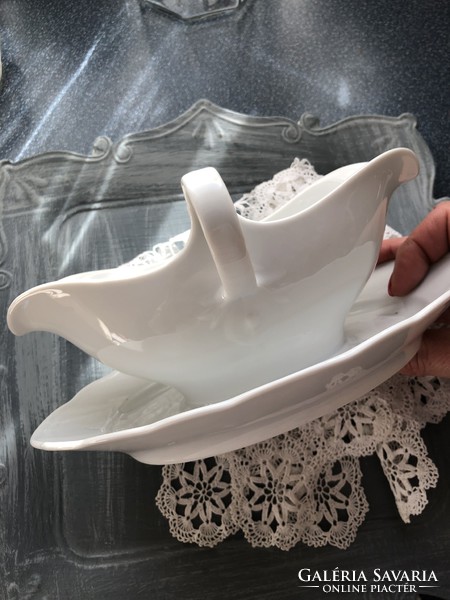 Decorative snow-white sauce bowl with bottom