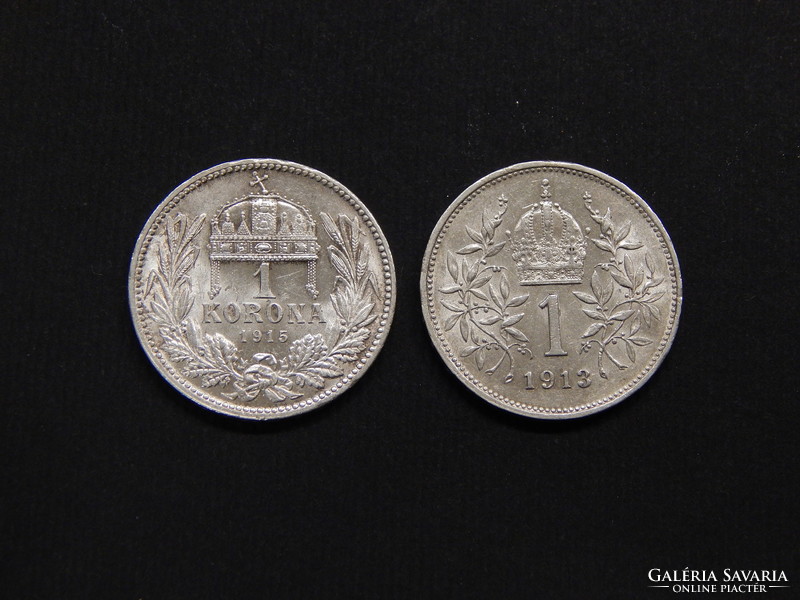 Silver i. Ferencz József 1 crown 1912 and 1915 together - free postage