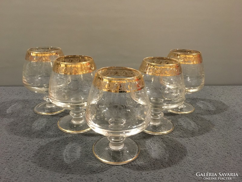French cognac glass with richly gilded, fine embossed pattern !!!