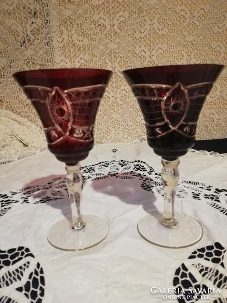 Eladó régi üveg Ajka kristály gyönyörű pezsgős, vagy boros pohár 2 db!