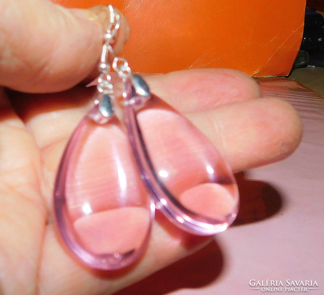 Pink gloss glass drop earrings