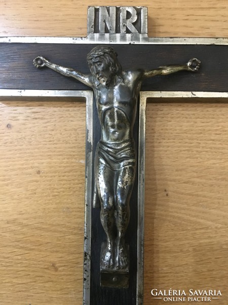 Antique crucifix with holy water holder! Candlestick on both sides!