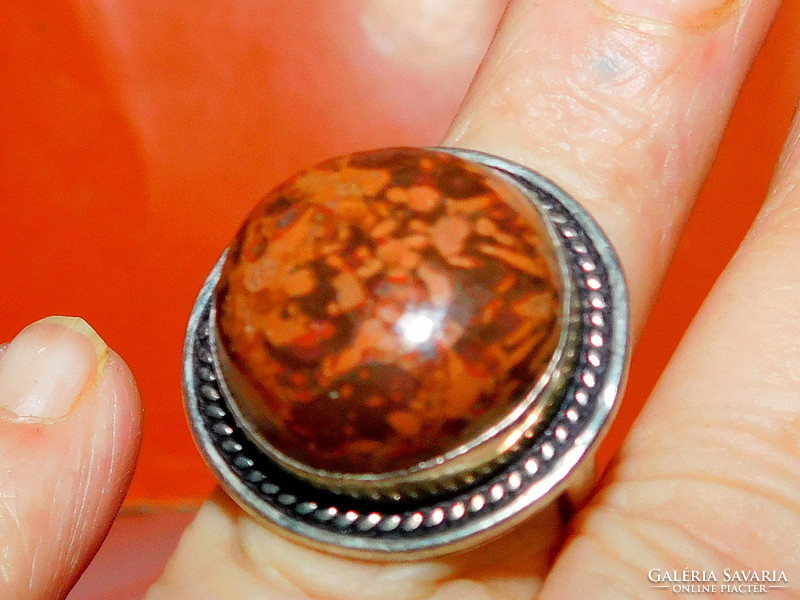 Brown agate mineral stone ring 7
