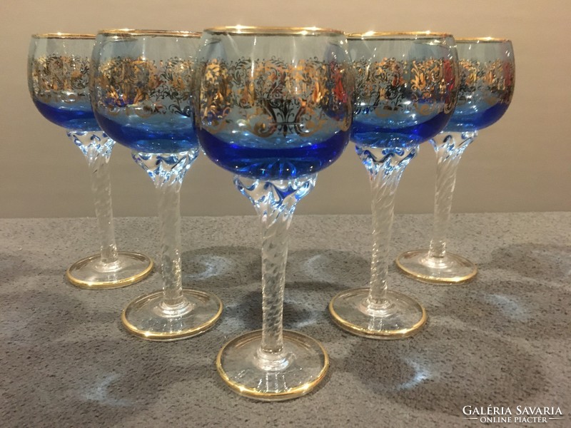 Antique Murano, richly gilded wine glasses!