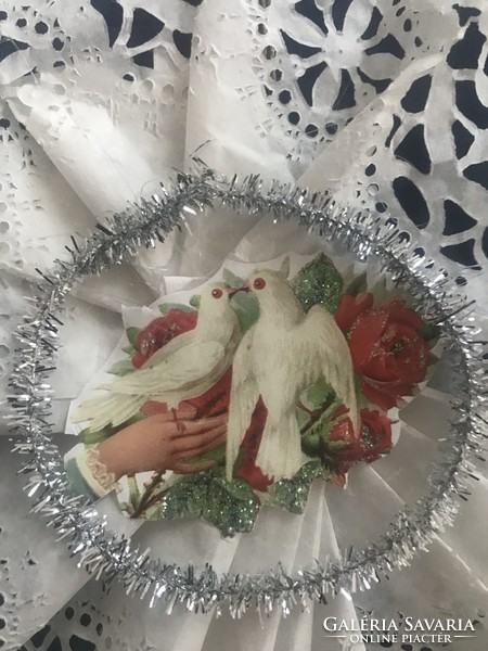 Pigeon and rose wedding or Christmas tree decoration