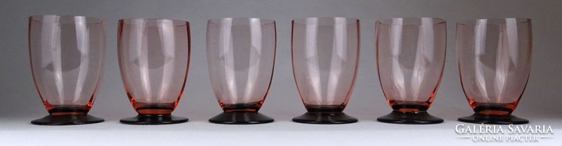1H751 Régi art deco rózsaszín üveg pohár készlet 6 darab