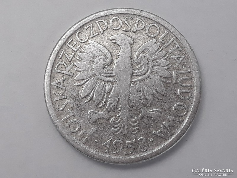 Lengyelország 2 Zloty 1958 érme - Lengyel 2 ZL 1958 külföldi pénzérme