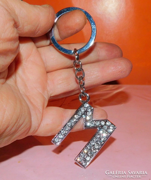 Sparkling crystal stone keychain with letter 