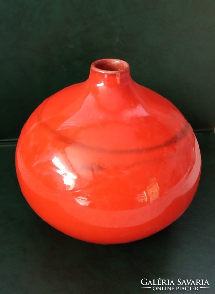 Juryed retro applied art sphere vase