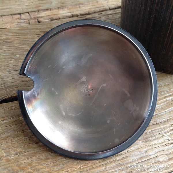Old arne bang danish ceramic pot with silver lid from 1940