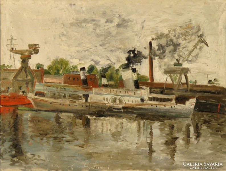 Hungarian painter: Újpest shipyard 1964