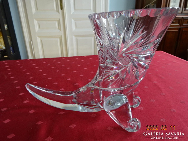 Lead crystal cornucopia, centerpiece, top diameter 12 cm. He has!