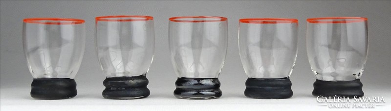 1H747 old stamped glass cup set of 5 pieces