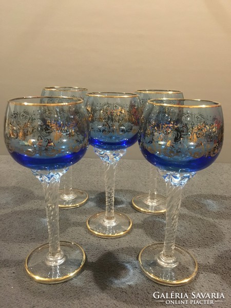 Antique Murano, richly gilded wine glasses!