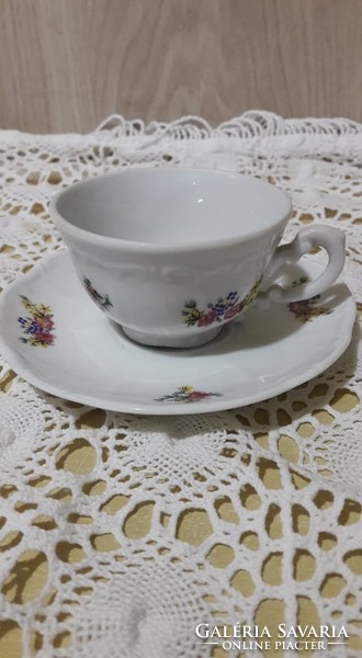 Zsolnay porcelain, small flower pattern coffee cup with placemat