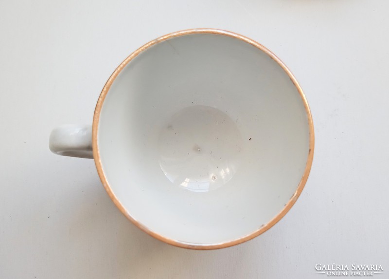 Antique faience mocha cup with sarreguemines