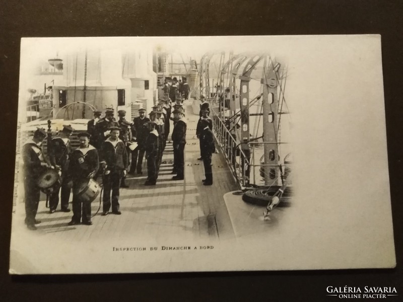 World War I French postcard - aboard a warship