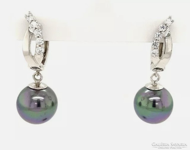 Amazing peacock-shell pearl 925 silver earrings, new