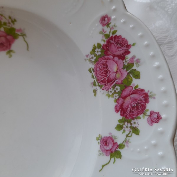 Zsolnay beaded rose plate